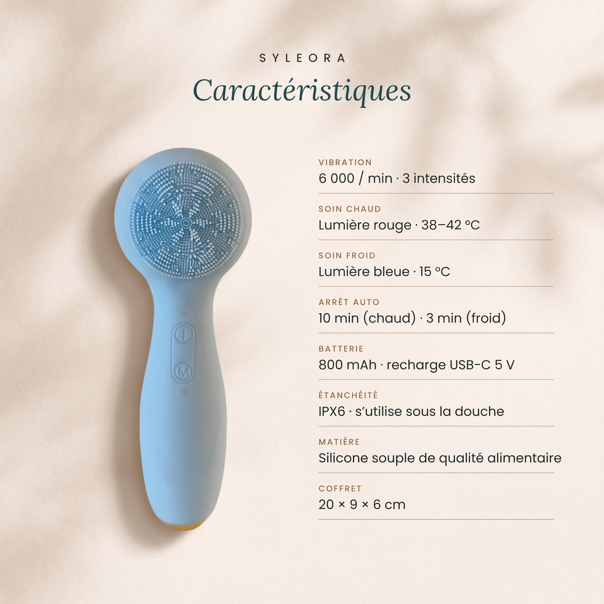 Syleora Glow Brush – Brosse nettoyante visage 3-en-1